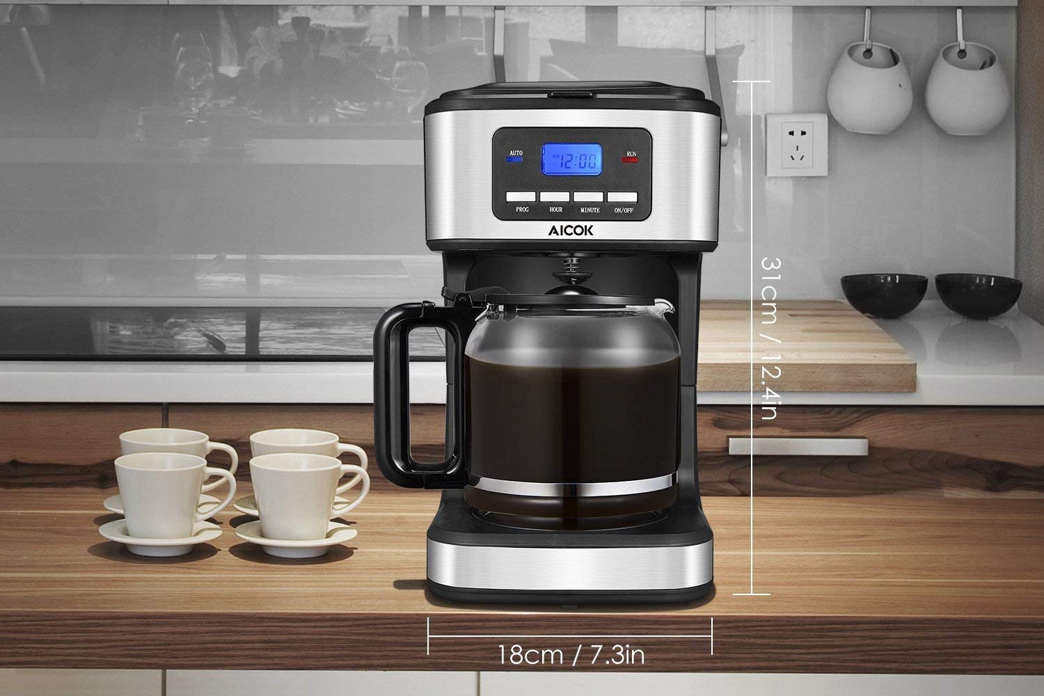 Filter kaffeemaschine mit timer, 12 tassen programmierbare mit Anti-Drip-Funktion