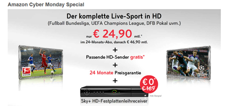 Live-Sport Paket von Sky (Sky Welt, Sky Sport, Sky Fußball Bundesliga) in HD für 24,90€ pro Monat
