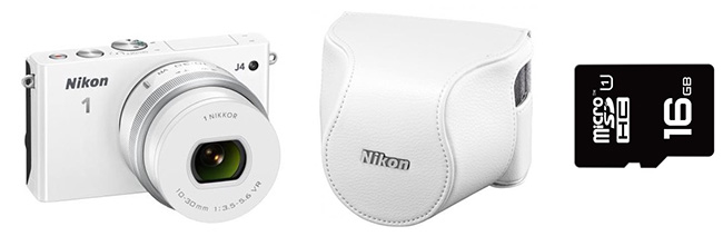 Nikon 1 J4 Systemkamera mit Nikkor VR 10-30mm Objektiv, 16GB Speicherkarte und Tasche für 199€ *UPDATE*