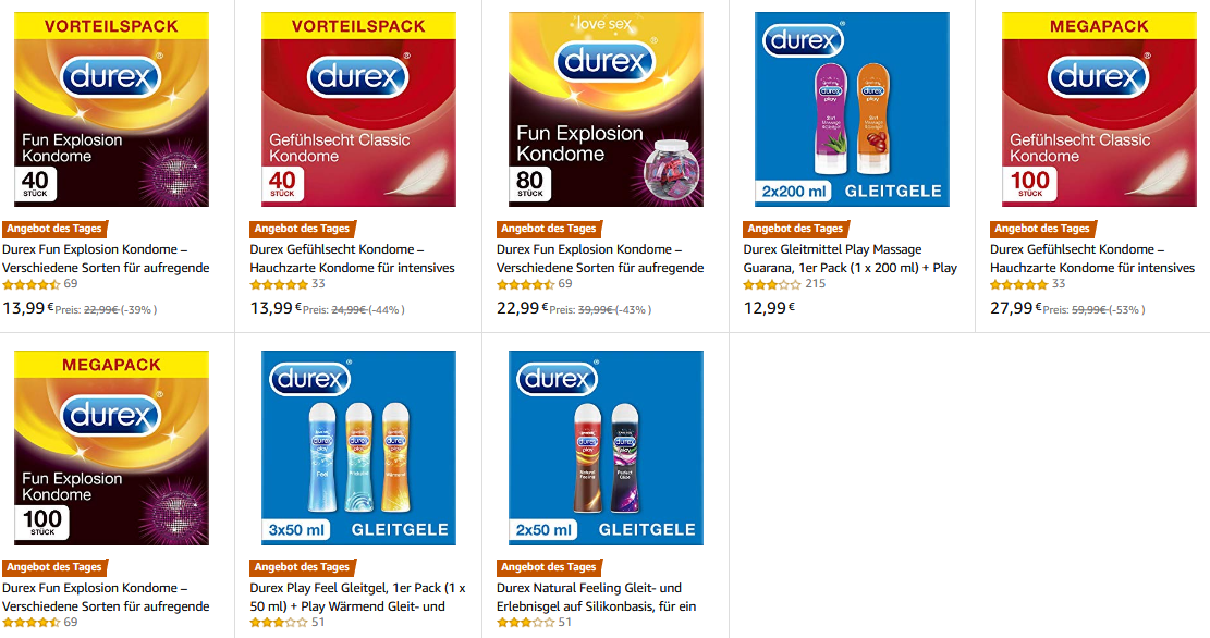 DUREX Kondome (Großpackungen) Amazon Tagesangebot