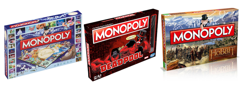 Günstige Monopoly Editions bei Zavvi - z.B. Deadpool, Hobbit oder Star Wars ab 19€