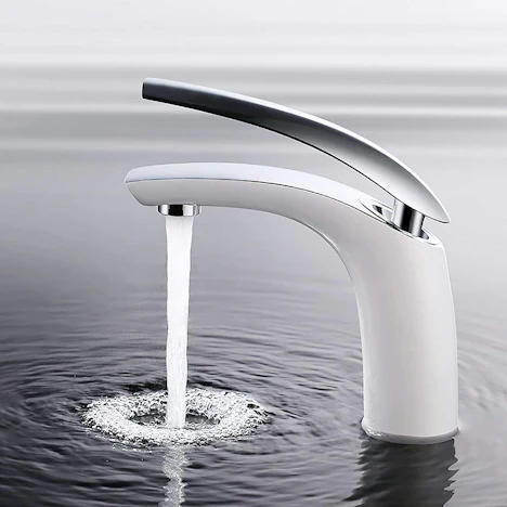 Wasserhahn Bad Armatur Mischbatterie Weiß Einhebelmischer
