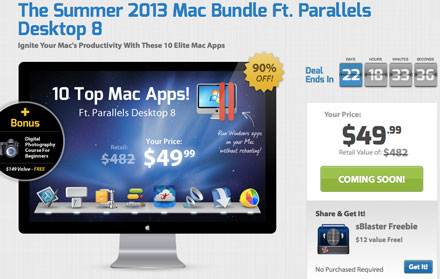 Summer 2013 Mac Bundle mit Parallels Desktop 8 für $49,99 (rund 39€) *UPDATE*