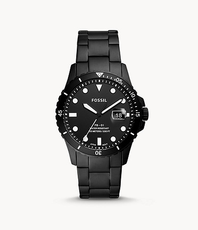 Herrenuhr FB-01 3-Zeiger/Datum Edelstahl Schwarz für nur 52,- EUR inkl. Versand