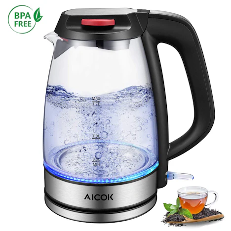 Wasserkocher, 1,7 Liter mit Automatische Abschaltung und Kalkfilter, 2200W