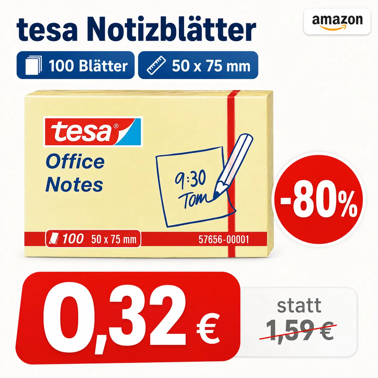 100 tesa Notizblätter 50 x 75mm (Prime)