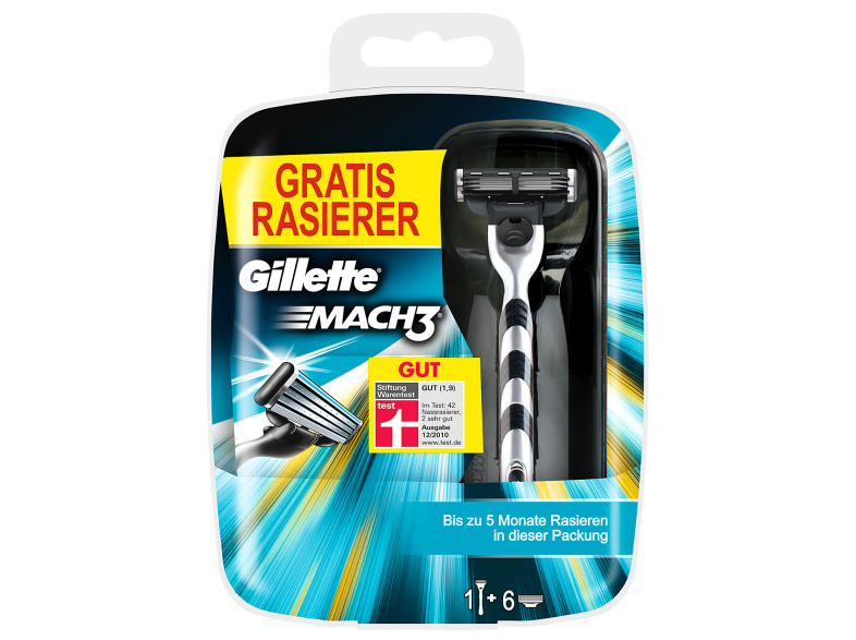 Gillette Mach 3 Rasierer inkl. 6 Klingen für 10€