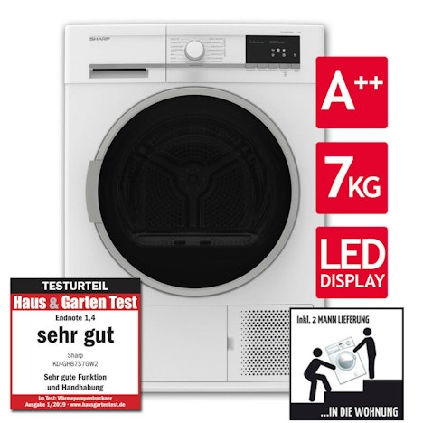Wäschetrockner Trockner Wärmepumpentrockner A++ Sharp KD-GHB7S7GW2-DE 7kg