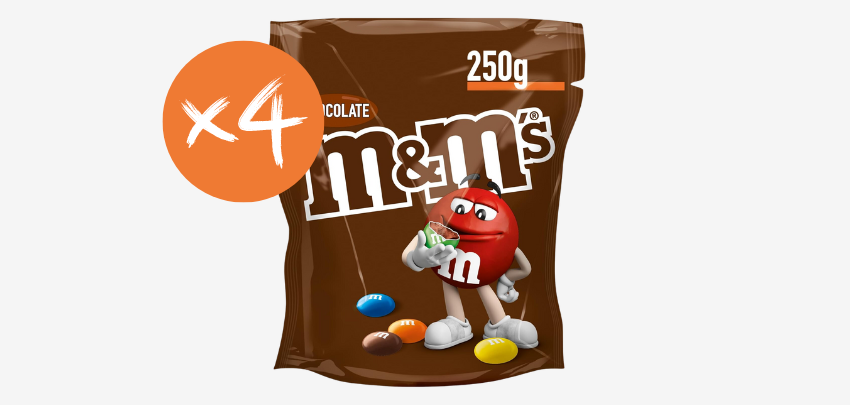 1kg M&amp;M's Chocolate Schokolinsen für 8€ - 4 x 250g