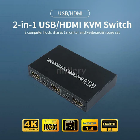 HDMI KVM Switch UltraHD 4K für Tastatur Maus Sharing Monitor KVM Switch Splitter