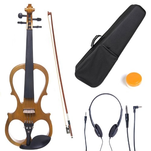 Instrument: Cecilio CEVN-L1Y Stil 1 E-Violine E-Geige Für Linkshänder mit Koffer, Kolofonium, Bogen und Kopfhörer (1/2 Größe) für 32,17€