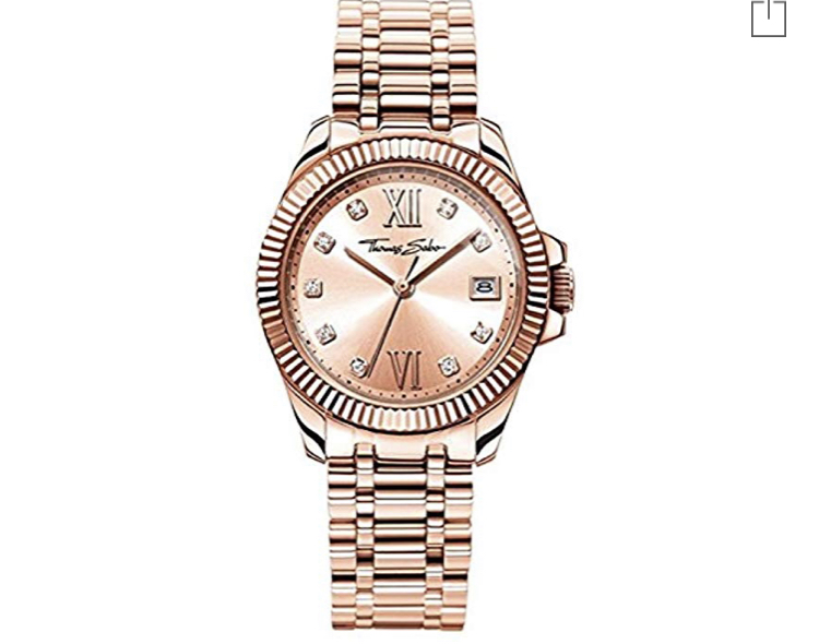 Thomas Sabo Damen Analog Quarz Uhr mit Edelstahl Armband 