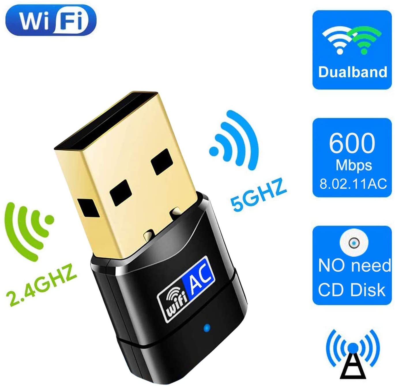 Mini WLAN Adapter USB 3.0 WiFi Dongle Dualband 2.4/5 GHz