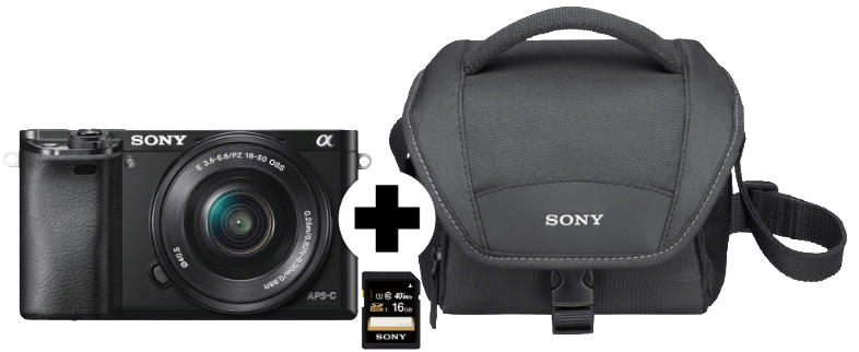 Sony Alpha 6000-Kit für 435€ – Systemkamera, Objektiv (16-50 mm), Tasche und 16GB SD-Card