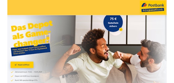 Nur noch kurz! Kostenloses Depot bei der Postbank 🤑 mit 75€ Playstation Gutschein