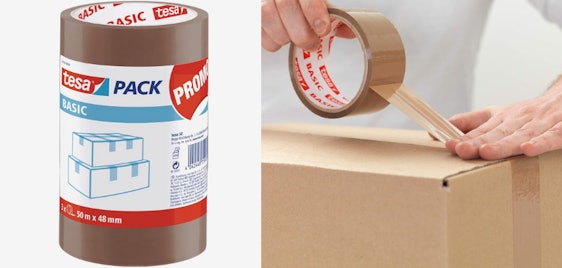 3 Packungen tesa Basic Verpackungsklebeband für 4€ - 3 Rollen, 50m x 48mm