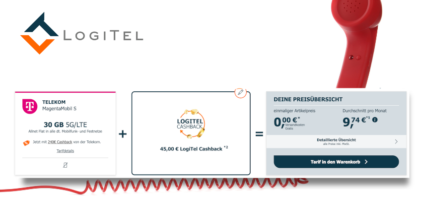 Logitel Wochenend-Deal 🤩 MagentaMobil S - Starker 30-GB-Tarif im Telekom-Netz mit Cashback nur 9,74€ mtl. 💰