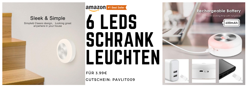 6 LEDs Schrankleuchten  für  3.99 Euro
