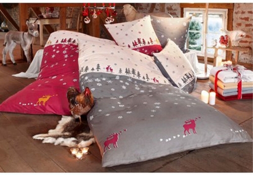 Update: Wieder verfügbar! 2 tlg BIBER BETTWÄSCHE 155 x 220 WEIß GRAU ROT ELCH von LIVING DREAMS