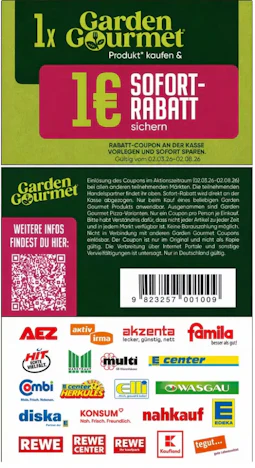 Sofortrabatt (1 Euro) auf Garden Gourmet Produkte