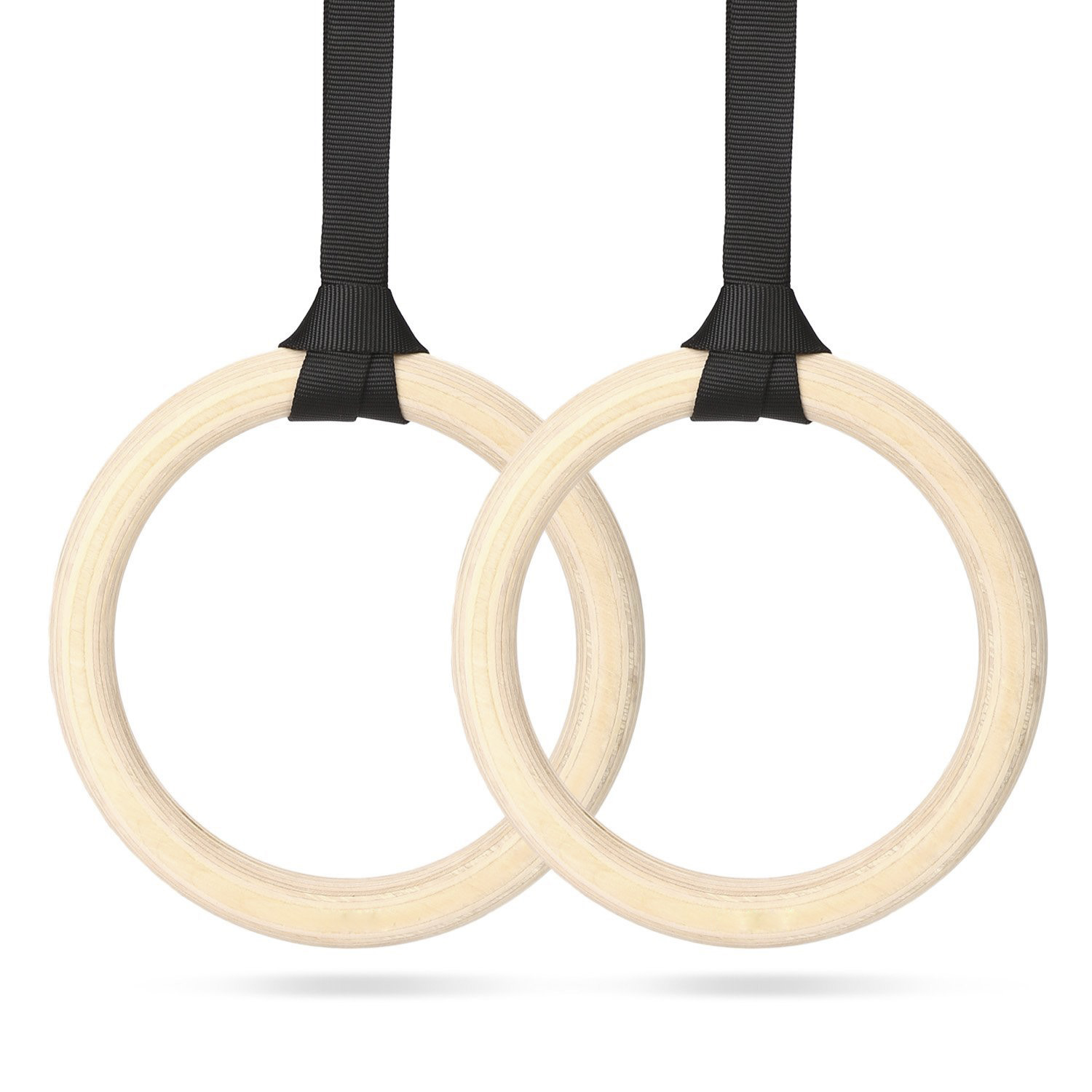 INTEY Gymnastikringe Turnringe Holz Gym Rings mit Verstellbare Nylonbänder, Trainingsringen für innen und außen Holzringe beim Training