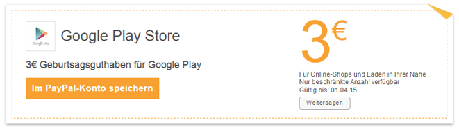 3€ Guthaben für den Google Play Store geschenkt *UPDATE5*