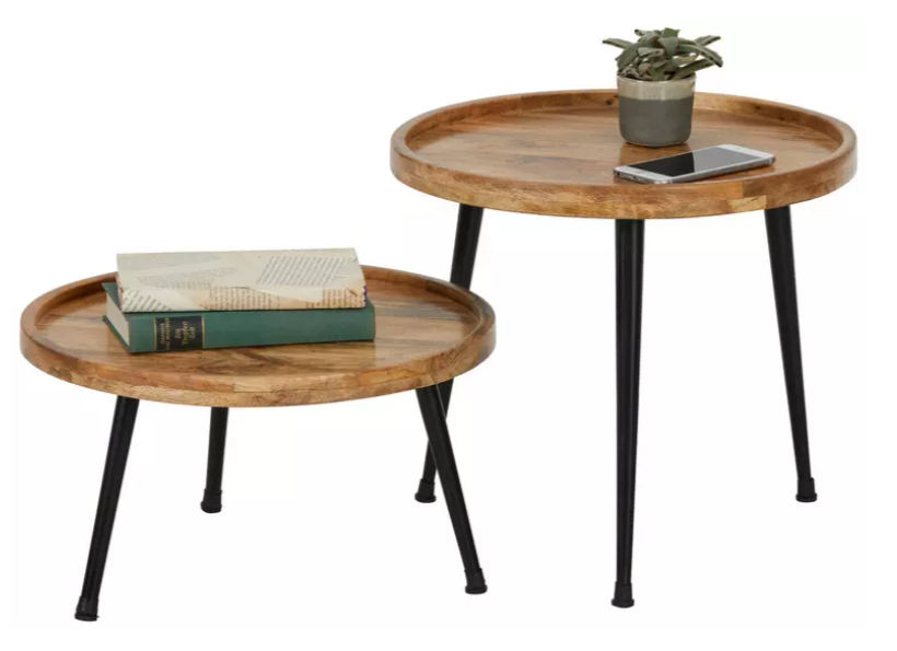 Mömax Beistelltischset 'Arnold' für 36€ - 35cm und 23cm Höhe, aus Mangoholz