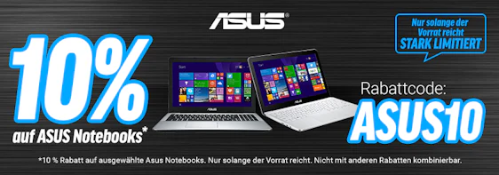 10% auf Asus-Notebooks bei Notebooksbilliger.de - z.B. Intel Core i7-5500U / 8GB / 256GB SSD für 817€ *UPDATE*