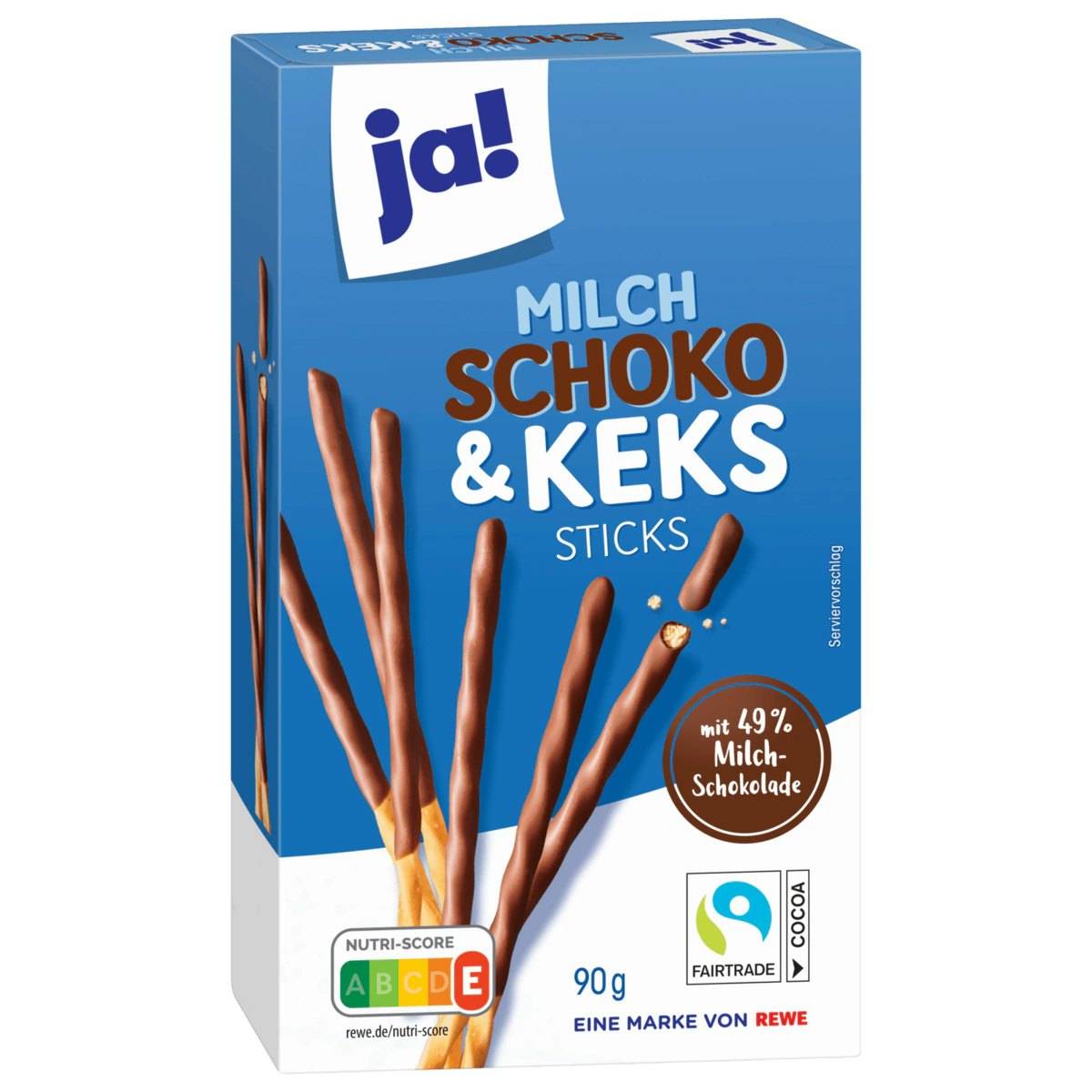 1681922351609 ja! Milch Schoko & Keks Sticks 90g