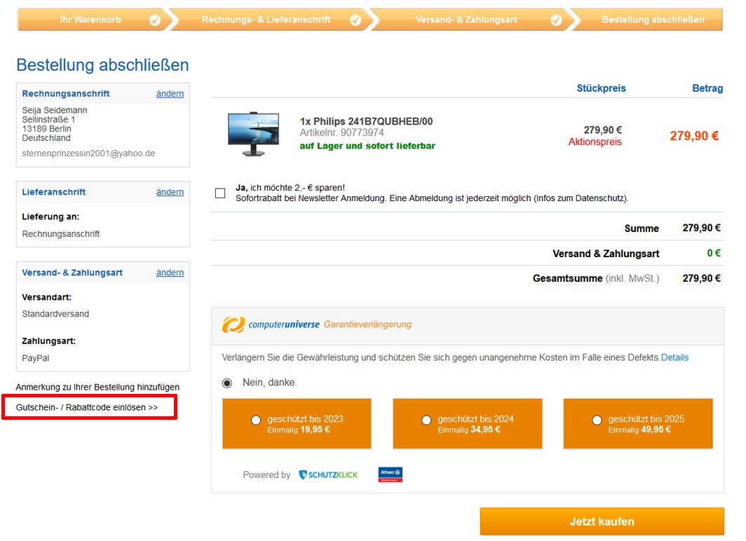 computeruniverse Gutschein einlösen