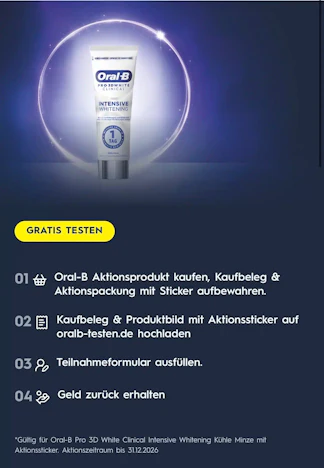🦷 Oral-B Whitening – 100 % gratis testen mit Sticker