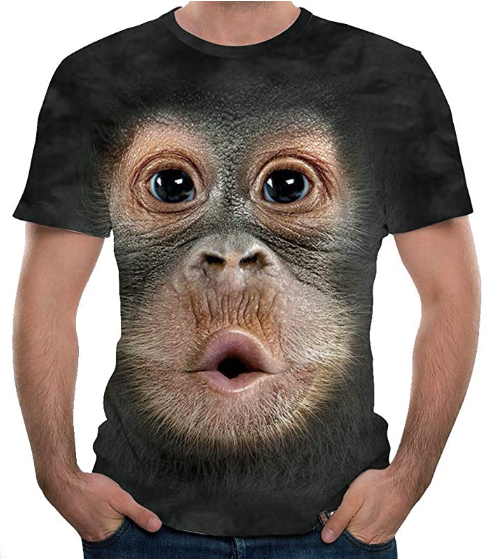 Herren T-Shirt Kurzarm mit Lustig 3D Gorilla Figur