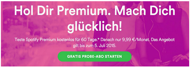 Spotify Premium 60 Tage kostenlos testen - nur für Neukunden