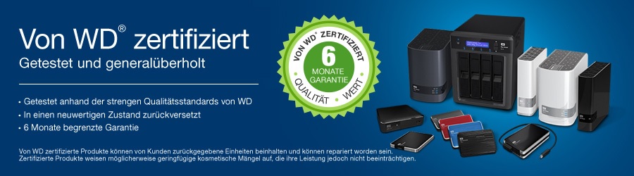 Günstige externe WD-Festplatten - recertified mit 6 Monaten Garantie