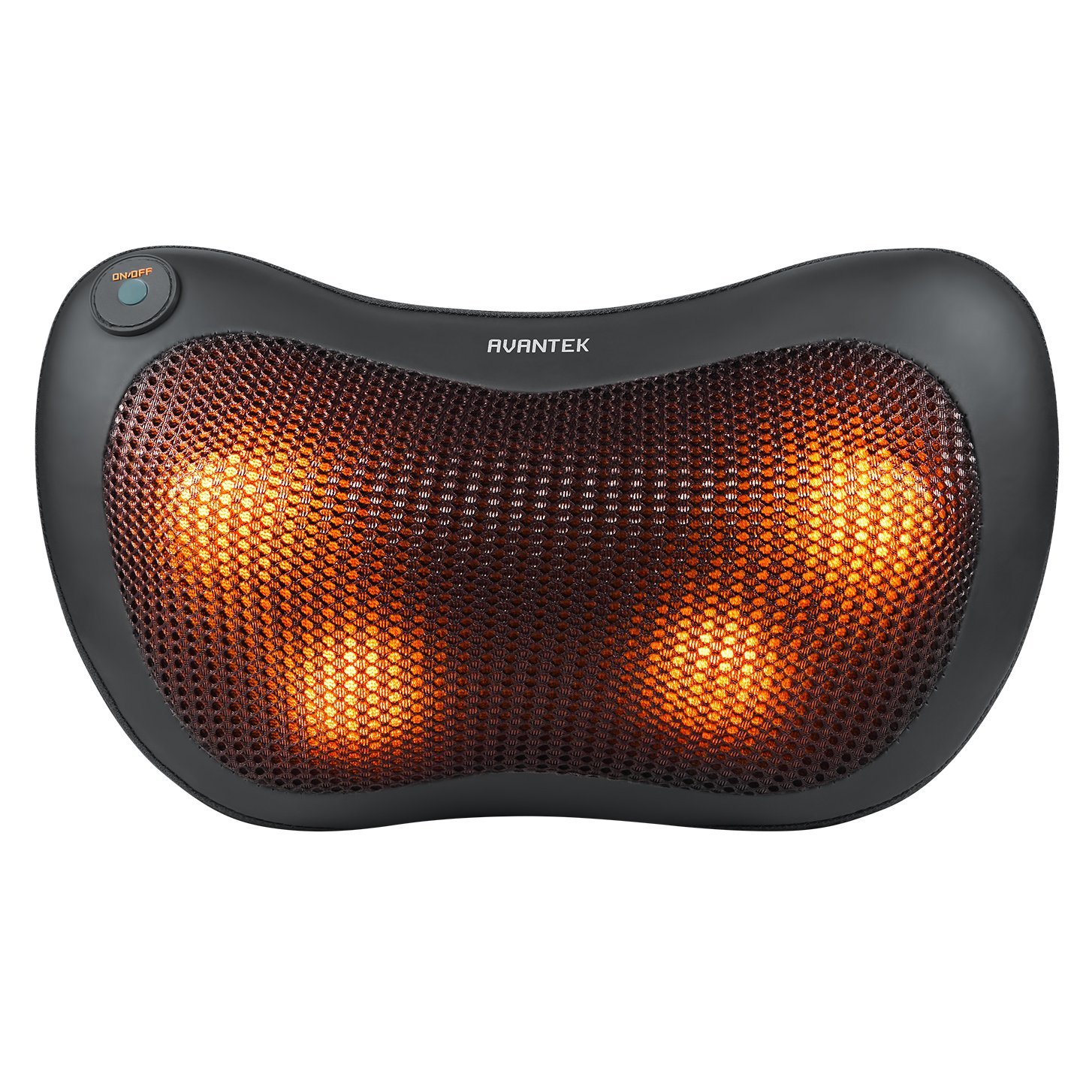 Shiatsu Massagekissen Massage Kissen Verspannungslöser mit 4 beheizten Rollen &amp; Kostenlosem Fahrzeugladegerät Prüfzeichen: FC CE RoHS