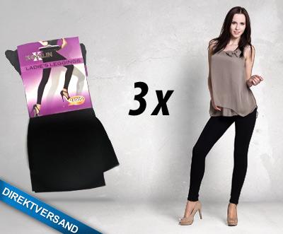 3er-Set schwarze Thermoleggings in Einheitsgröße, 1.600 DEN –  16,99 €