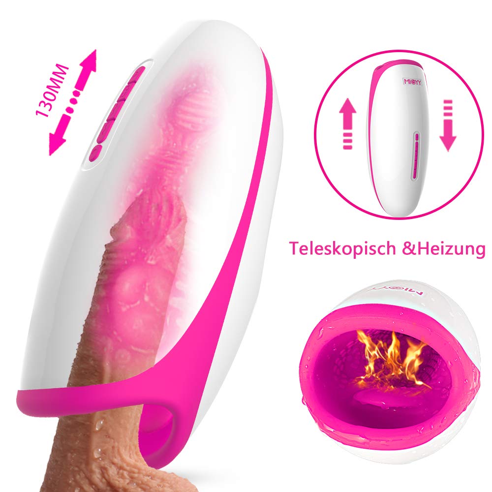 Oral Masturbator 5 Teleskopischer 38 Grad Heizung 20 Vibrationmodi Doppel Motor und Zunge Vibrator Men Cup Taschenvagina Masturbieren