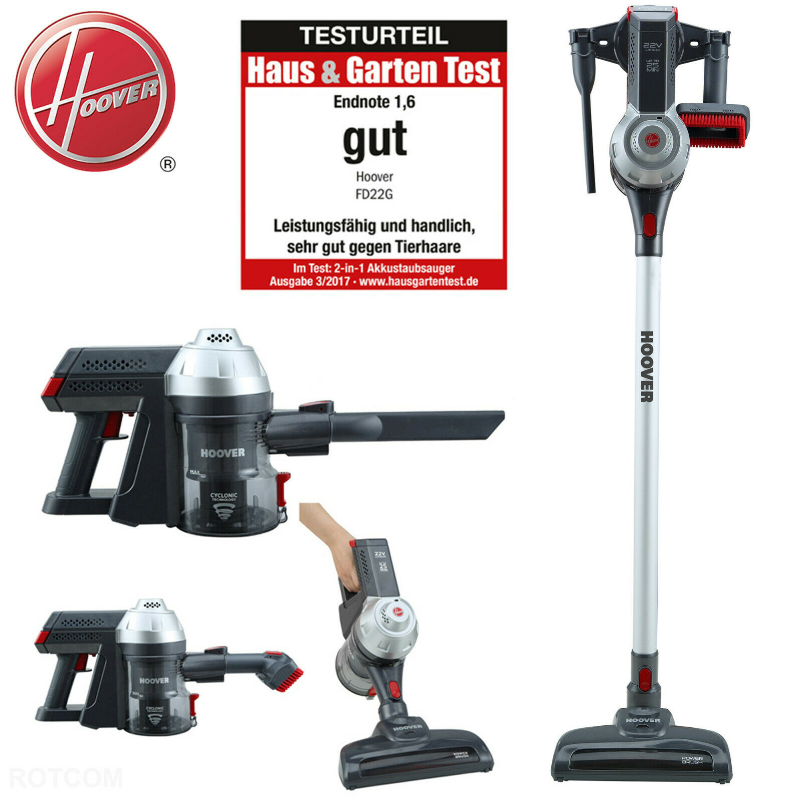 Hoover FREEDOM FD22G Akkuhandstaubsauger 2 in 1 22,2 V Staubsauger Akku