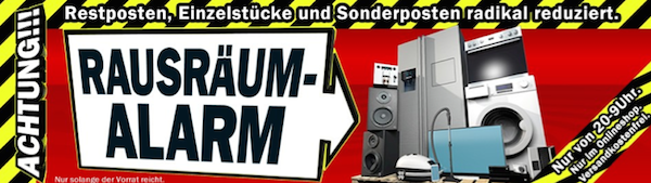 Rausräumalarm bei Media Markt - z.B. SAMSUNG UE40F5370 für 350€