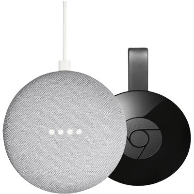 Google Home Mini + Google Chromecast für 49€