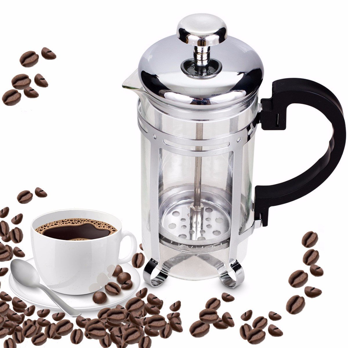 [Nur6,79€] Kaffee Cafetiere Edelstahl Tee Glas Kaffee French Presse Espresso Hersteller Filter Topf