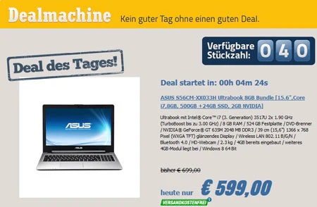 Asus S56CM-XX033H für 599€ - schnelles 15" Ultrabook