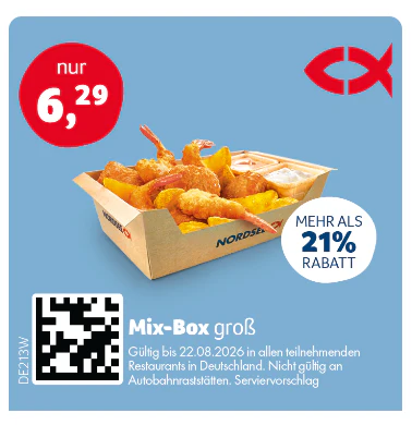 Nordsee Coupons große Mix-Box Garnelen für 6,29€
