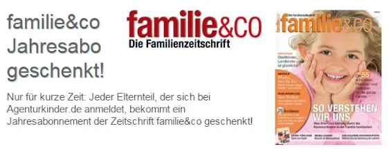 Gratis Jahresabo der Familie&co - keine Kündigung notwendig