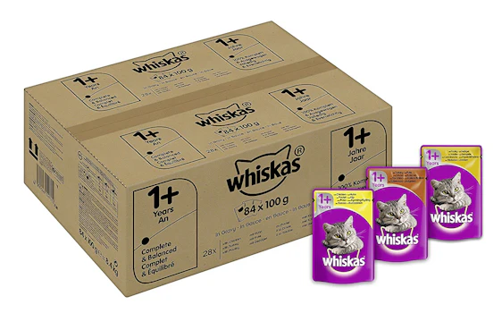 Whiskas Geflügelauswahl in Sauce, 84 Portionsbeutel im Tagesangebot