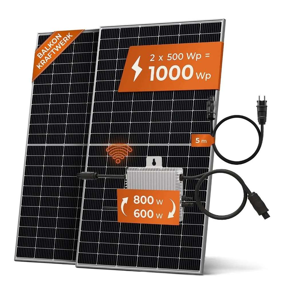 Solarway Balkonkraftwerk 1000W Komplett Set für 685€ - 600W/800W Ausgang einstellbar, 2 x 500W JaSolar-Module