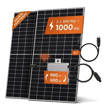 Solarway Balkonkraftwerk 1000W Komplett Set für 685€ - 600W/800W Ausgang einstellbar, 2 x 500W JaSolar-Module
