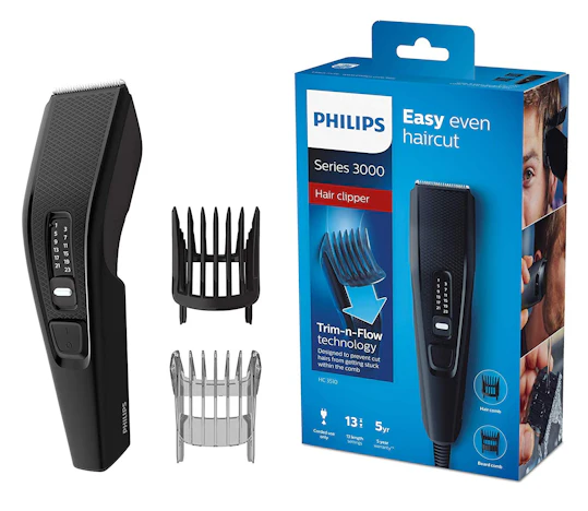 Philips HC3510/15 Haarschneider Series 3000 mit 13 Längeneinstellungen und Kabelbetrieb