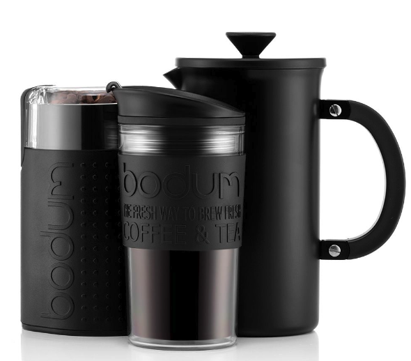 Bodum Tribute Kaffee-Set für 36€ - Kaffemühle, 1-l-Kaffeebereiter, 0,35-l-Reisebecher
