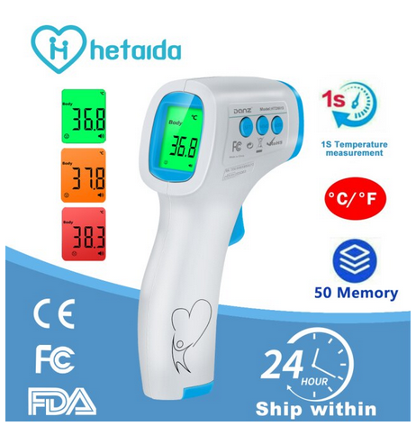 HeTaiDa - Digitales Baby-Thermometer für Erwachsene berührungslos Infrarot schnelles Stirn-Körpertemperatur-Messgerät